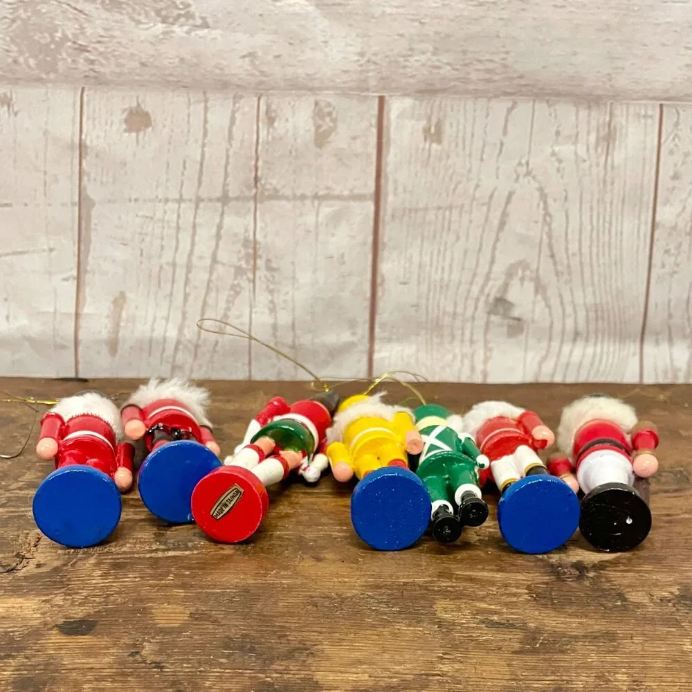 Vintage Nutcracker wood ornaments set of 7